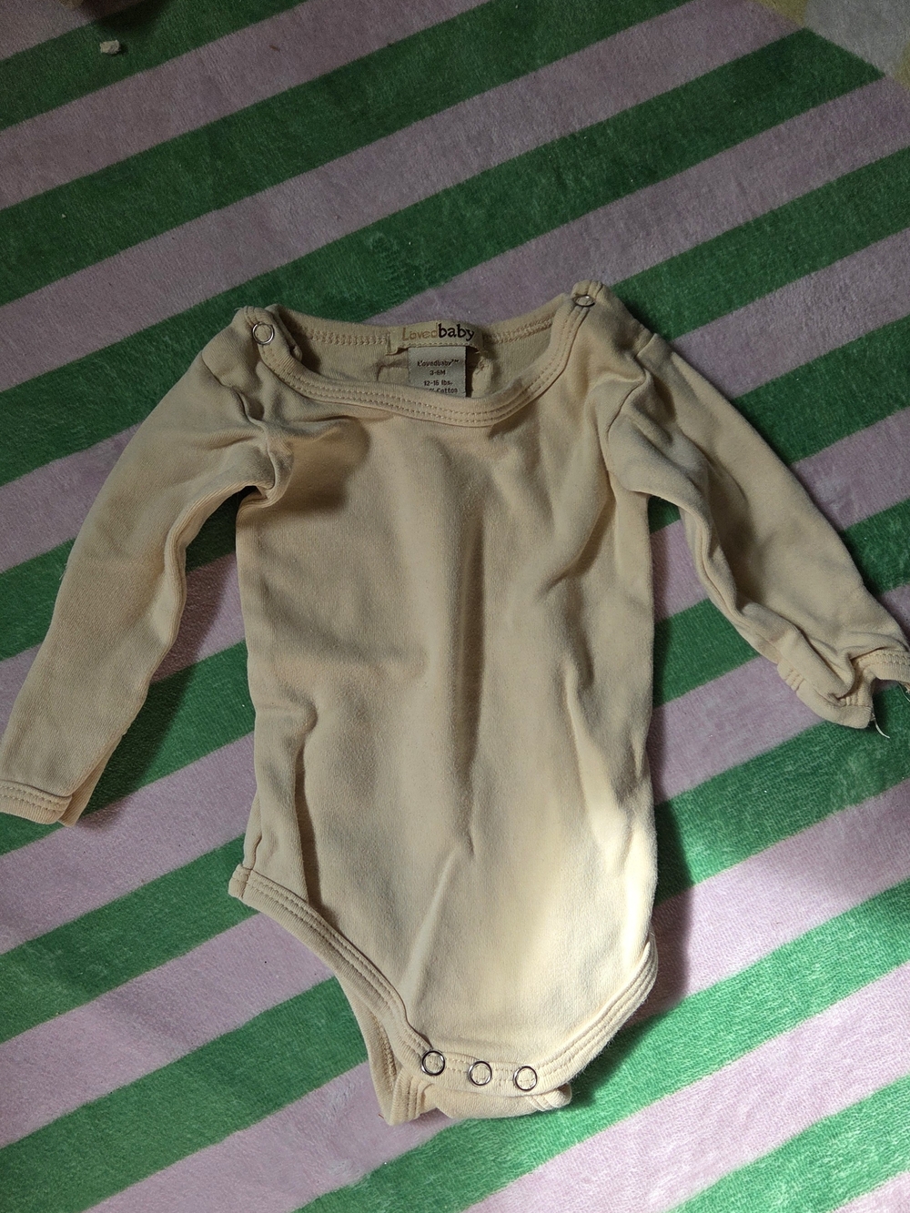 L'ovedbaby Cream Long-Sleeve One-Piece Bodysuit